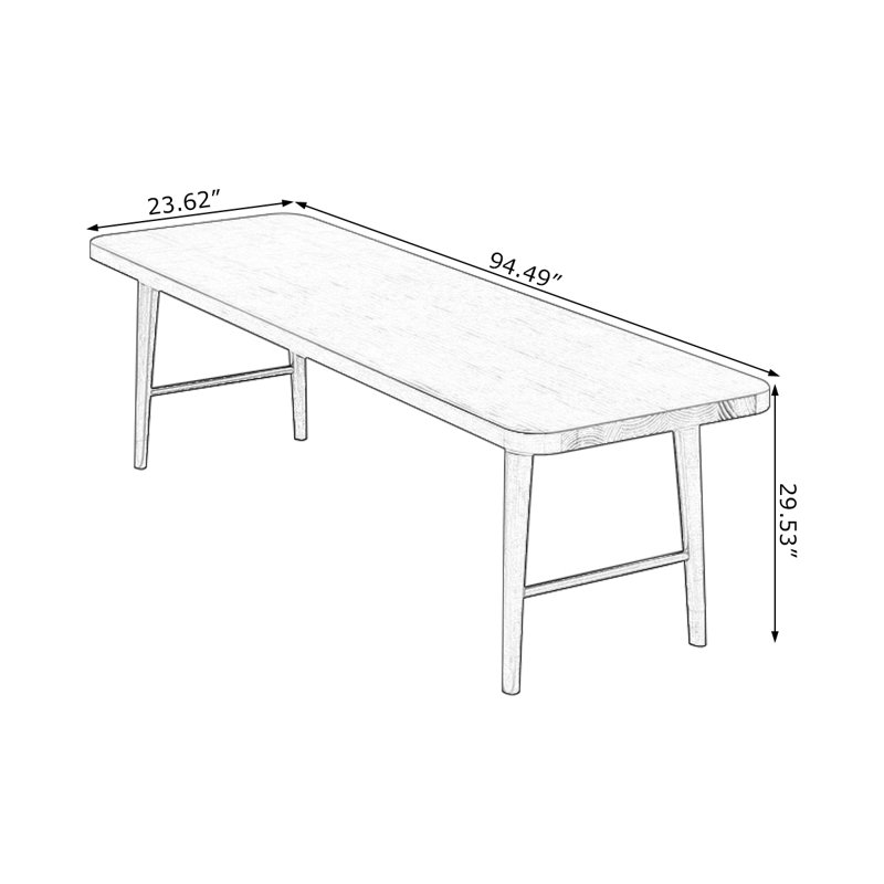 Bureau rectangulaire en bois massif noyer, H 29,53 po x l 94,49 po x P 23,62 po