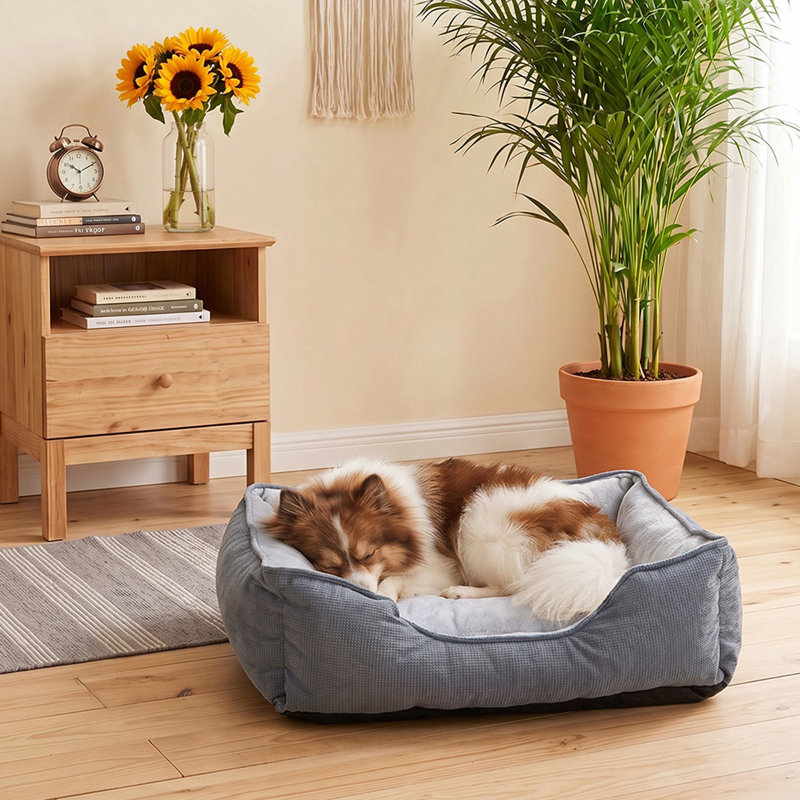 Polyester Pet Bed, 22cm H x 53cm W x 46cm D, Light Grey