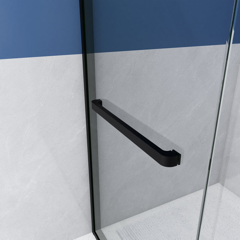 60 in. x 76 in. Matte Black Frameless Sliding Shower Door