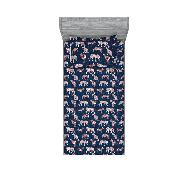 Drap-housse et taie décorative Ambesonne, Ensemble de draps pour lit simple avec 1 taie d'or