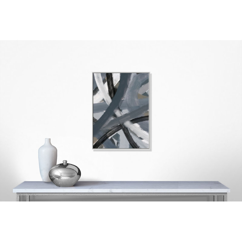 Grays in Motion - Cadre flottant, reproduction d'art sur toile, Cadre blanc, H 40 po x l 30 po x P 2 po