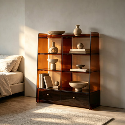Acrylic Open Bookshelf With Storage Drawers