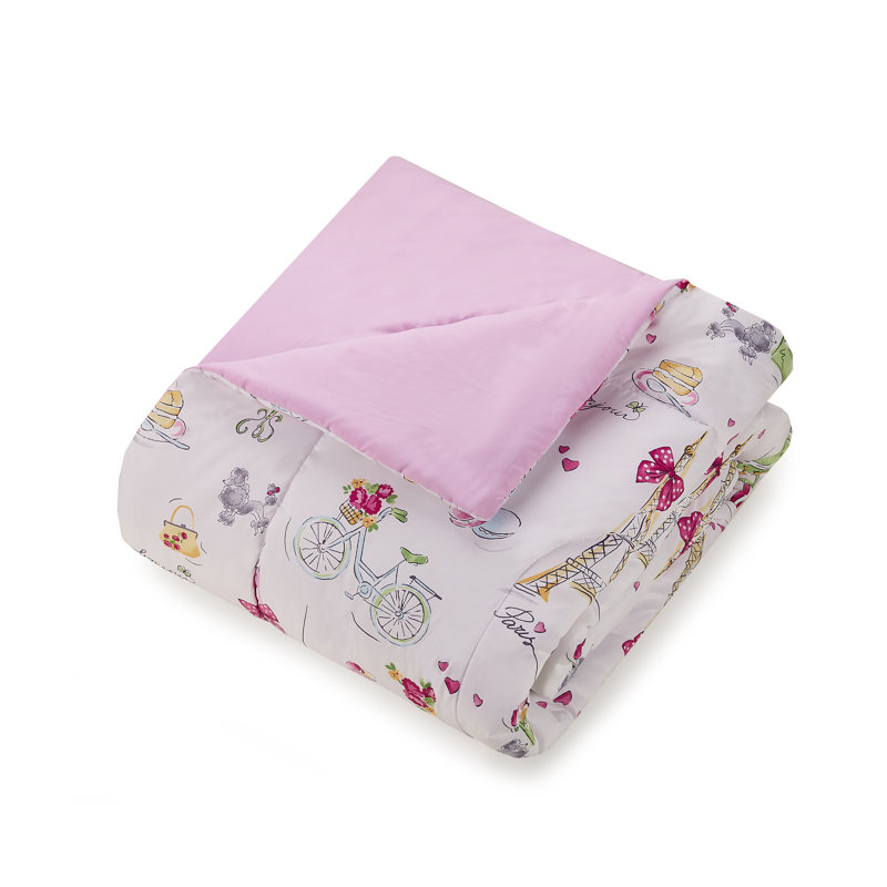 Pretty in Paris Pink Microfiber Twin Comforter Set