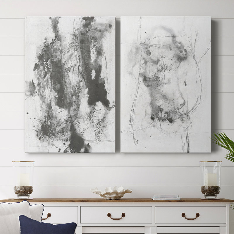 Graphite abstrait III - Toile tendue avec châssis de qualité supérieure - Prêt à être accroché, H 18 po x l 24 po