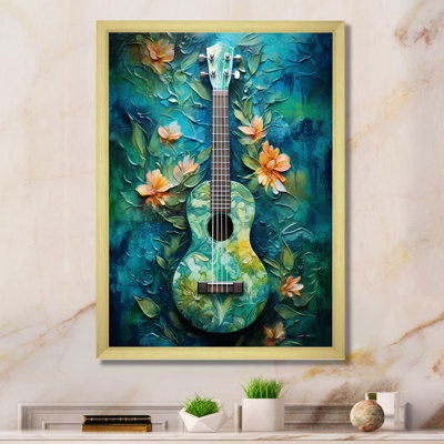 «Euphonic Tropical Teal Guitare Music I», reproduction sur toile
