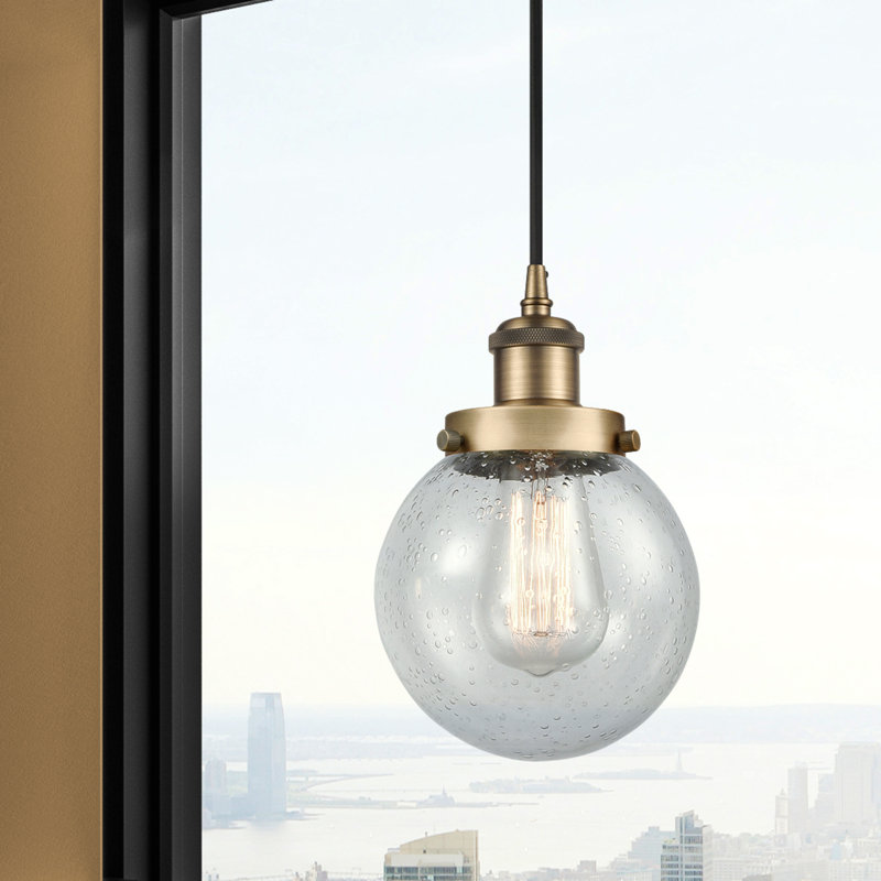 Luminaire suspendu à 1 lumière Lorri, Laiton brossé, Ampoule non incluse, Grainé
