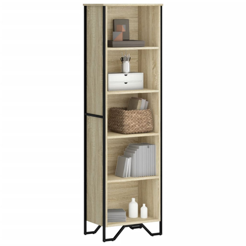 Bibliothèque vidaXL Bois d'ingénierie, métal, (2 tablettes) H 29,3 po x l 31,5 po x P 12,2 po, Chêne sonoma