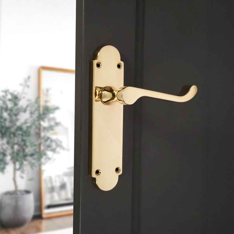 Oakley Lever on Backplate Latch Polished Brass, Polished Brass