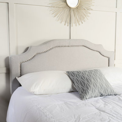Headboard - Grey, Fabric Upholstered, Iron, Adjustable For Full And Queen Beds, 52.5" H X 61.72" W 3" D Grey Headboard, Upholstered With Iron Frame, & 52.5Hx61.72Wx3d