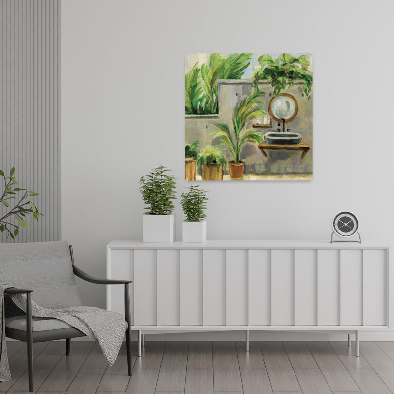 Tropical Bath II, plante industrielle, art tropical, H 24 po x l 24 po