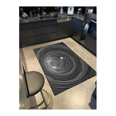 Tapis décoratif à motif de trous noirs lavable à la machine