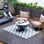 Tapis réversible pour véhicule récréatif extérieur, tapis de patio 4 pi x 6 pi, gris et blanc