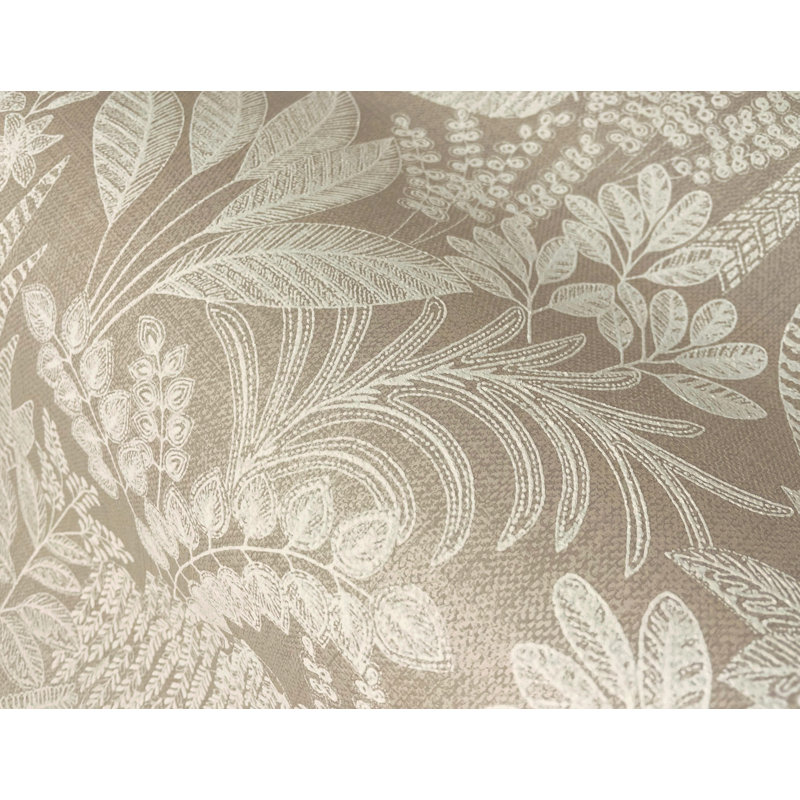 Papier peint texturé non tissé Plaster Botanical Oasis Pi., Brun