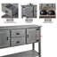 Console 48 po gris antique en bois massif avec armoires et tablette pour la cuisine et le bureau-603163509