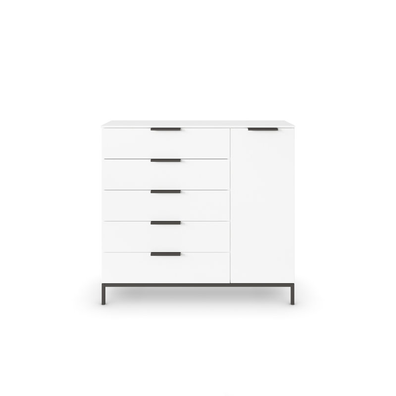 Flipp 5 - Drawer Chest of Drawers, Alpine White/Chrome