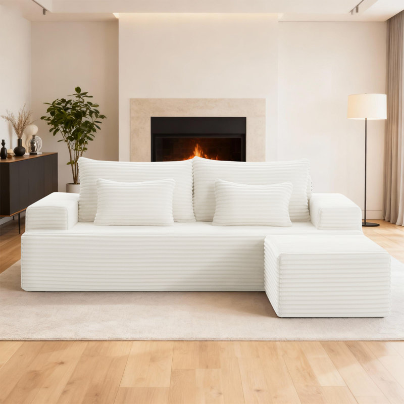 Canapé modulaire de 83,5 po de largeur avec canapé-lit modulaire Comfy, Velours beige