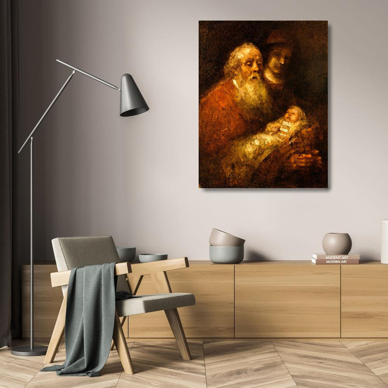 Siméon avec l'enfant Jésus dans le temple, H 24 po x l 18 po