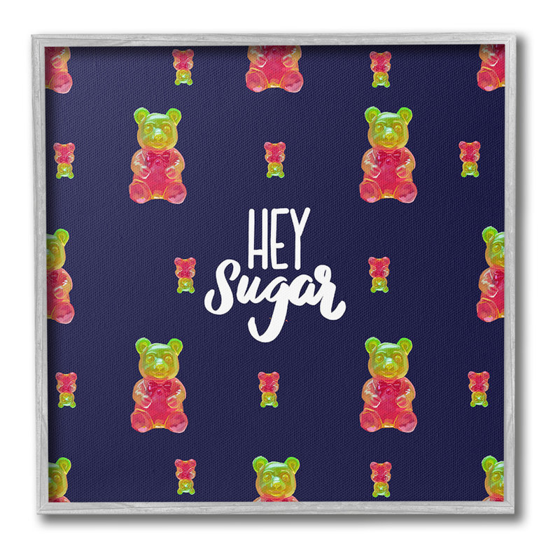 «Hey Sugar Candy Bear Single Frame Frame» par Amelia Noyes sur toile, H 24 po x l 24 po, Estampe numérique Farmhouse