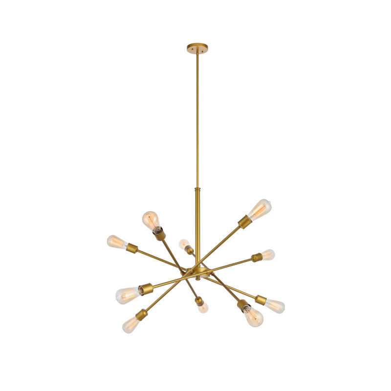 Lustre linéaire moderne à 10 lumières Signorelli, Laiton