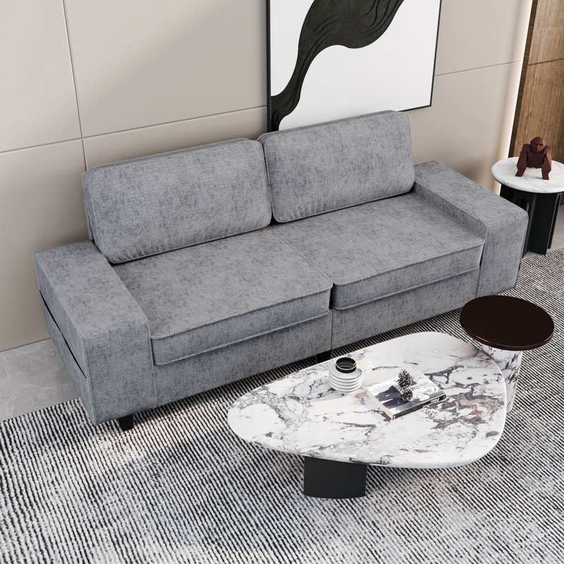Causeuse de salon de style moderne, Chenille gris pâle