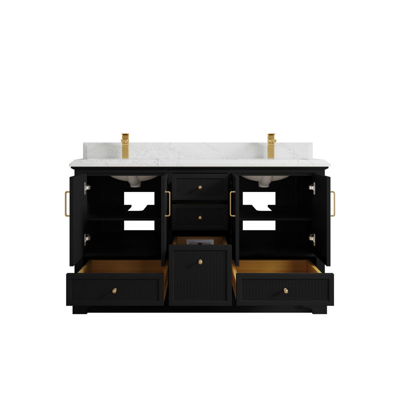 Alys 60 Double Bathroom Vanity with Top (Knobs Option), Empira White