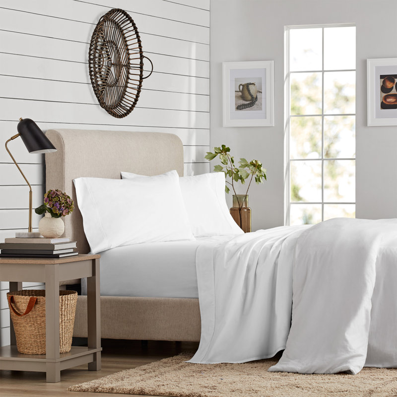 White Twin Cotton Blend Jersey Sheet Set