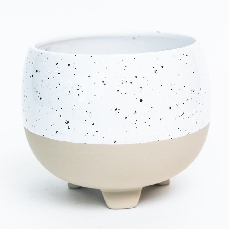 Glacis moucheté avec base beige, Blanc / beige, H 7,1 po x l 7,1 po x P 6,1 po