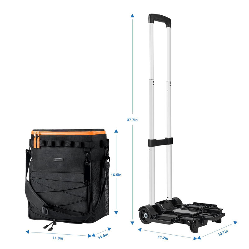 Ebern Designs Picnic Tote Bag Cooler with wheels in Black