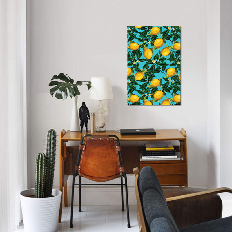 «Lemon And Leaf» par Burcu Korkmazyurek, impression sur toile tendue, H 60 po x l 40po x P 1,5 po, Pas de tapis, Toile tendue