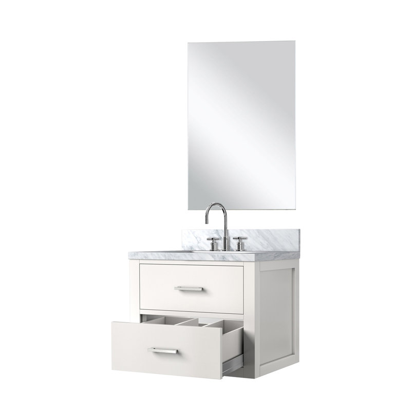 Meuble-lavabo simple l 24 po x P 18 po autoportant avec comptoir en acrylique et 18 po, White