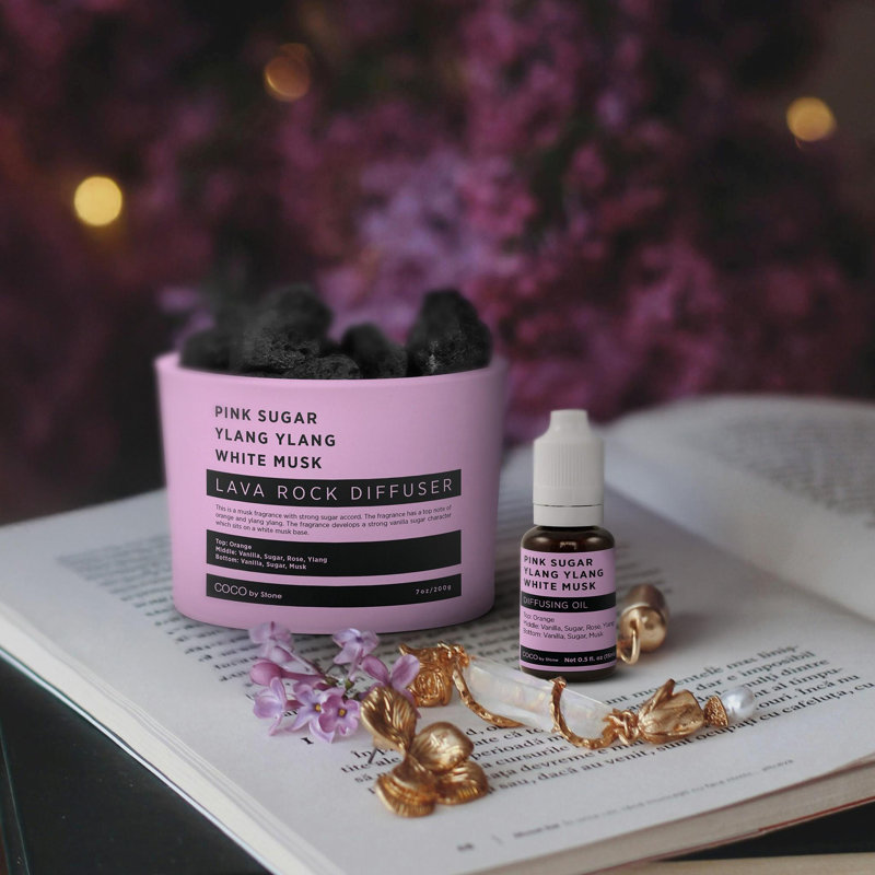 Huile diffusante, Sucre rose / ylang ylang / musc blanc