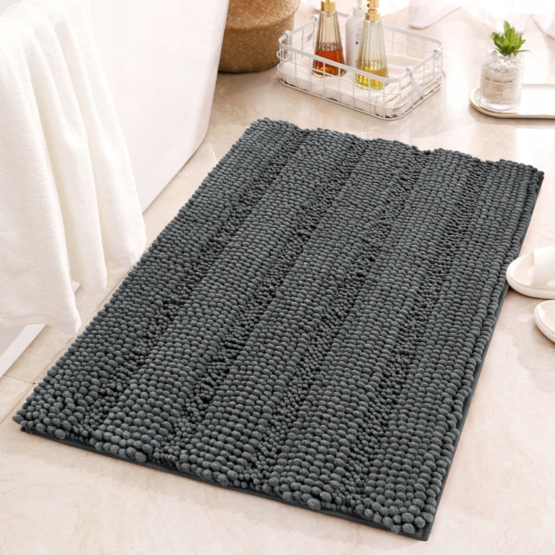 Chenault Soft Absorbent Microfiber Non-Slip Backing Rectangle Bath Rug, Grey, 20" W x 32" L