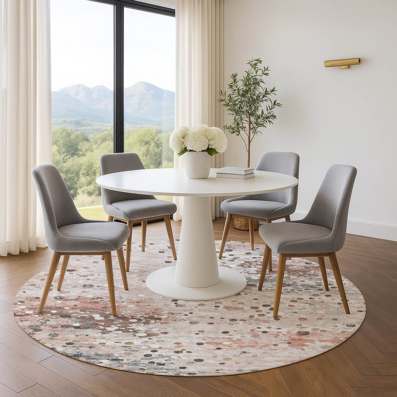 Premium Machine Washable Ansley Abstract Rug, Round 8'