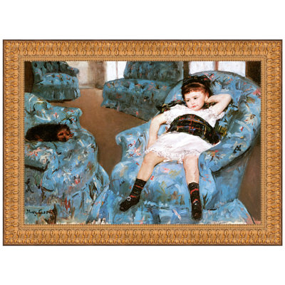 Petite fille dans un fauteuil bleu, 1878 par Mary Cassatt, reproduction d'art encadrée