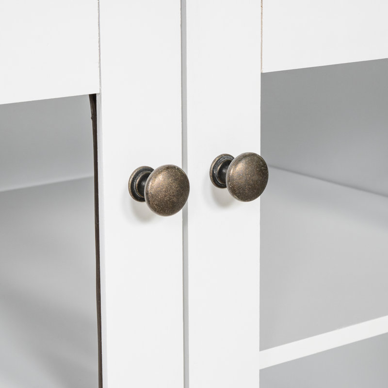 83,3 po de hauteur, blanc, bibliothèque, lumières à DEL, tiroirs, portes en verre, tablettes ouvertes, rangement pour bureau personnel,