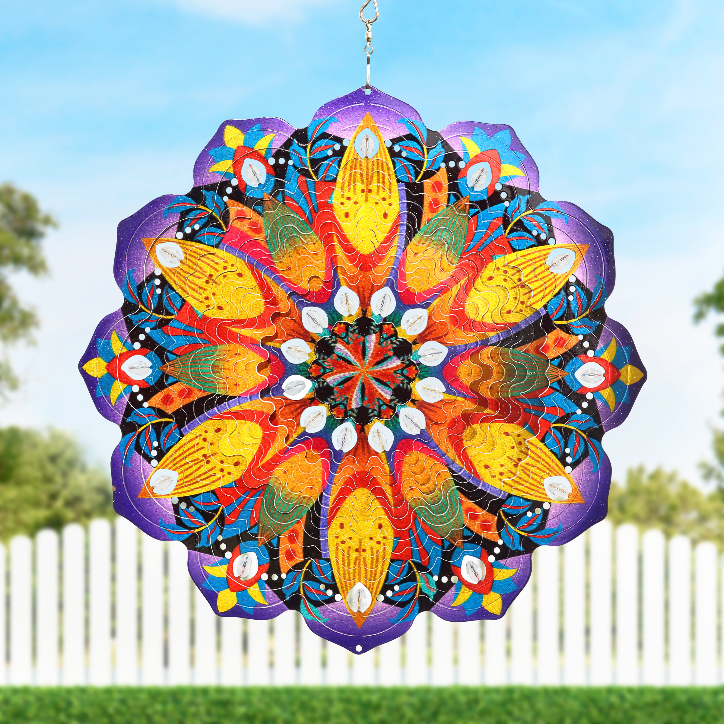 Exhart Colorful Pinwheel Hanging Garden Spinner With Beads, 12 Inch &  Reviews