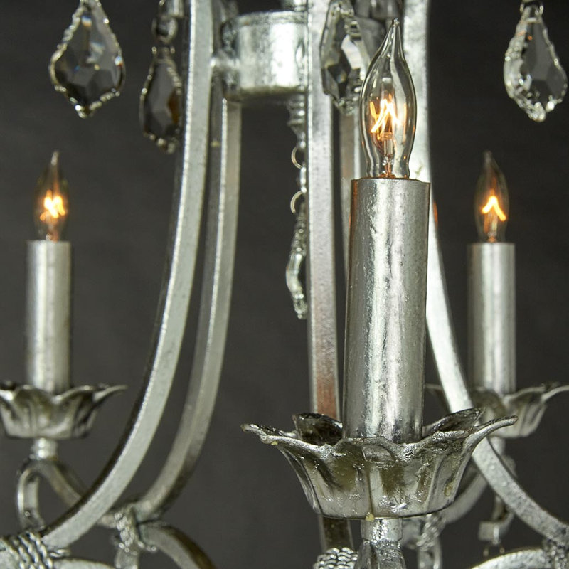 Abella 5 - Light Candle Style Empire Chandelier, Silver, 320V