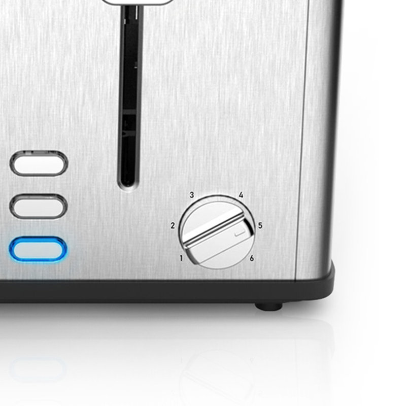 Lifease Geek Chef 4 Slice Stainless Steel Extra-wide Slot Toaster, Silver