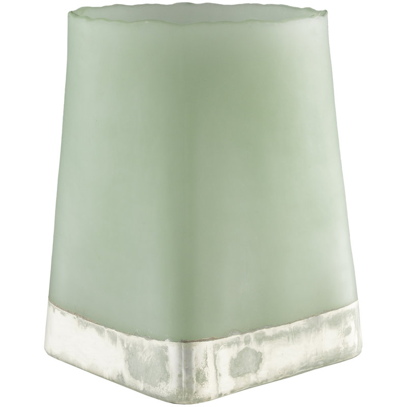 Glass Tabletop Hurricane, 14.75" H x 8.5" W x 8.5" D, Green