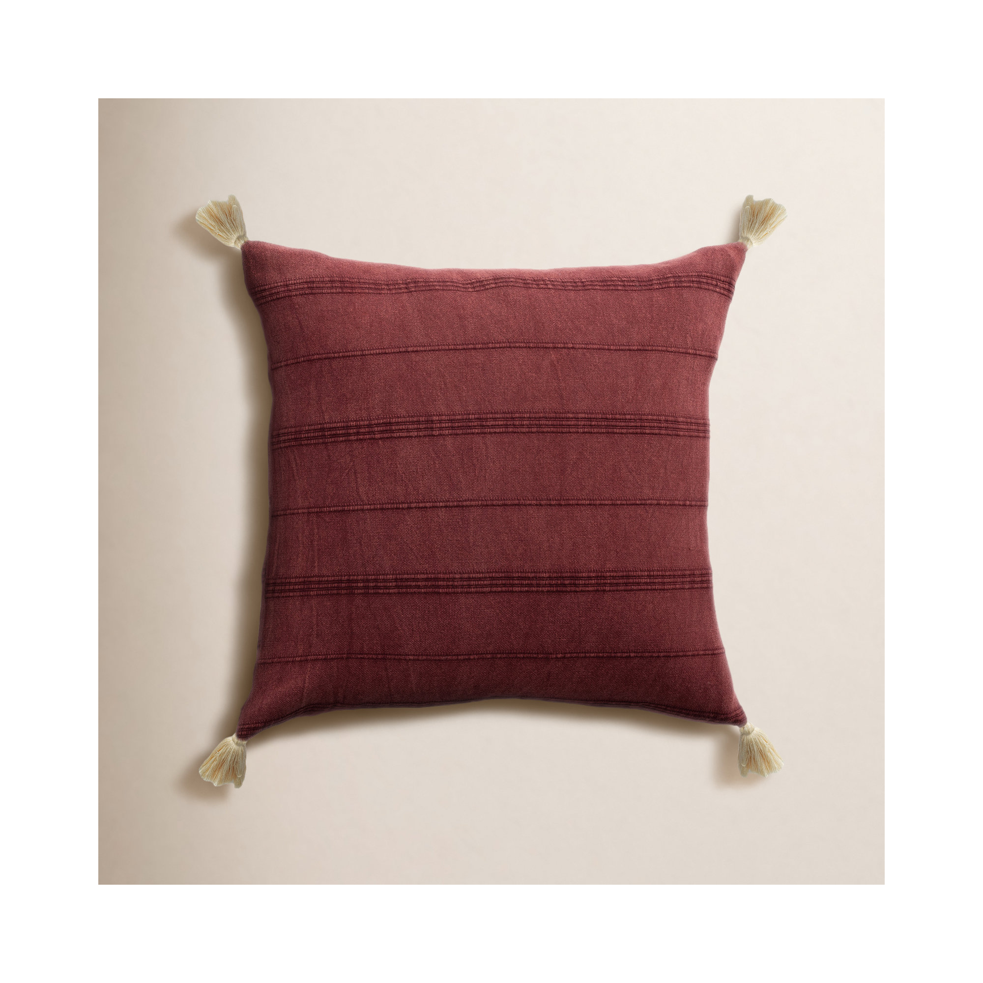Danica Tassels Cotton Throw Pillow, Red, Pillow Cover Only - No Insert