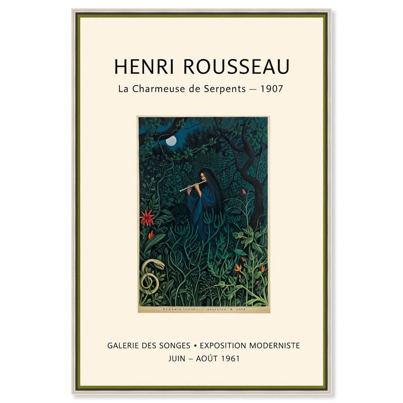 «Rousseau's Jungle Dream», affiche d'art rétro sur toile par Art Remedy, H 31 po x l 21 po, Cadre blanc