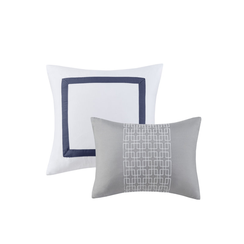 Navy and Gray Queen Microfiber 8-Piece Comforter Set