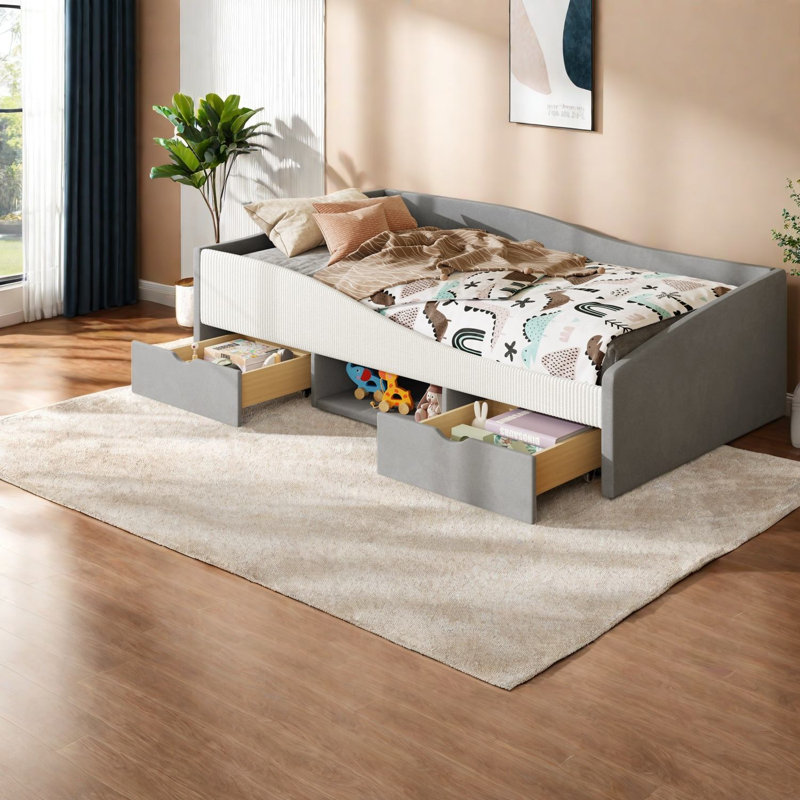 Lits avec rangement, lit de jour simple en velours aggloméré, chambre d'enfant moderne