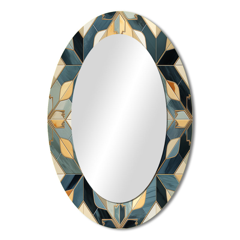 Carrelage marocain antique beige et bleu - Miroir mural moderne bleu sarcelle, H 36 po x l 24 po
