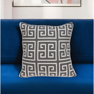 Coussin décoratif en coton 20 po gris et blanc