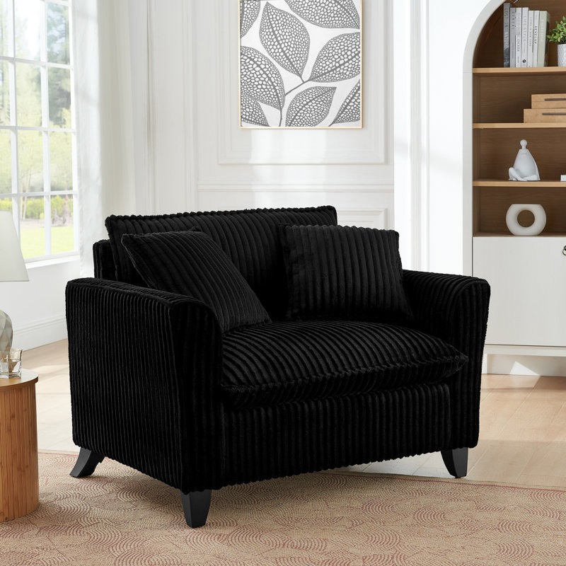 Fauteuil Lazy, fauteuil confortable pour une personne, avec dossier et coussin de siège moelleux, avec accoudoirs des deux côtés, convenant au salon et à la chambre à coucher - noir