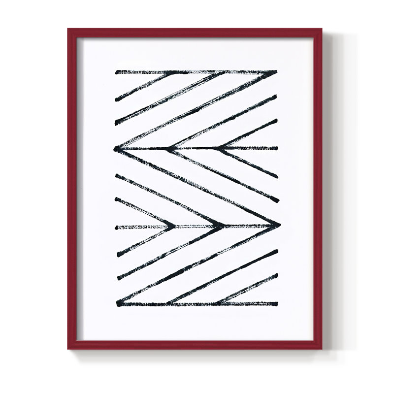 «Geometric Meditation III», reproduction encadrée - bois massif, H 30 po x l 24 po, Rouge