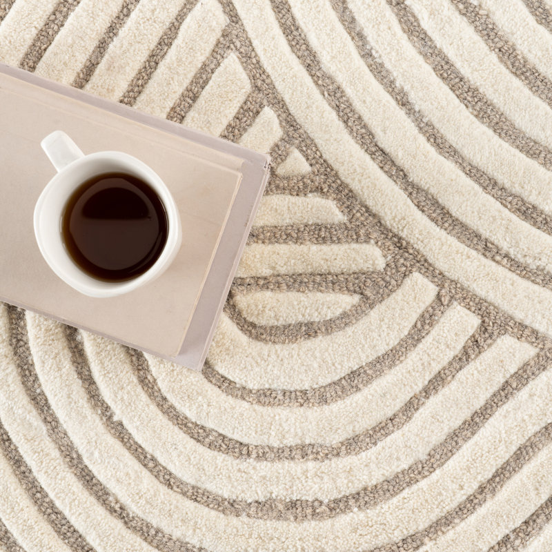  Tapis géométrique en laine Aubreeanna, Rectangle de 5 pi x 8 pi