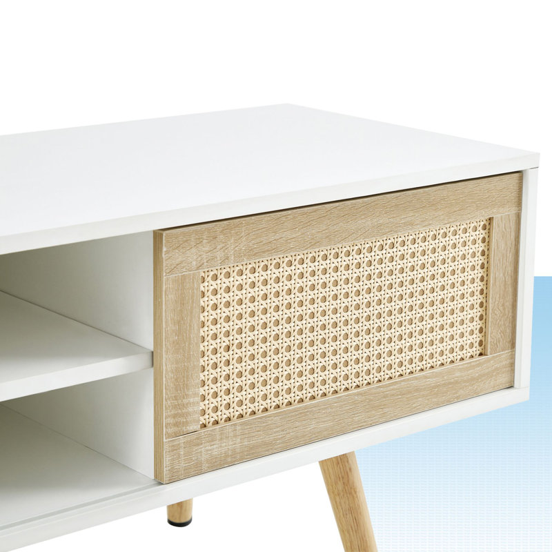Meuble audio-vidéo pour téléviseur de 60 po ou moins Darende, Blanc / Naturel