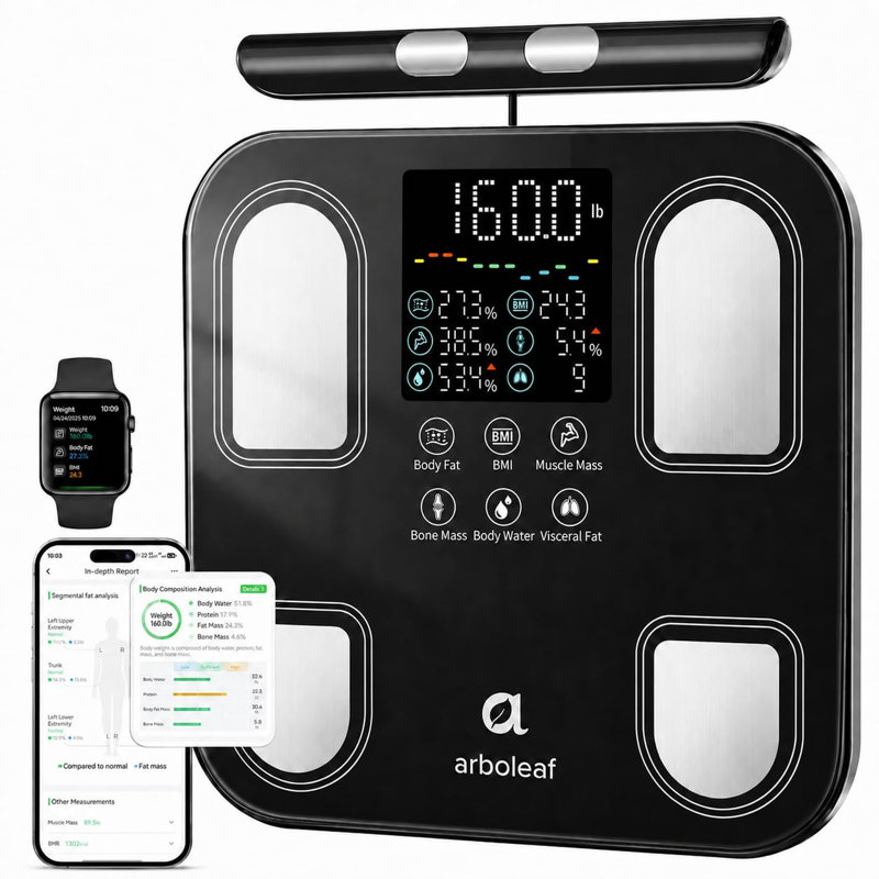Arboleaf 8-Electrode Smart Body Fat Scale with Retractable Handle, 400 lb Capacity